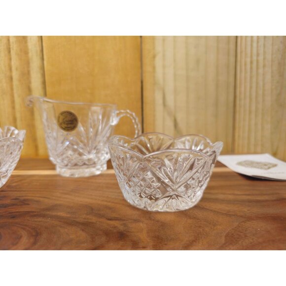 Vintage Godinger Crystal Serving Set With Bowl Creamer & Sugar Dish - Picture 7 of 12